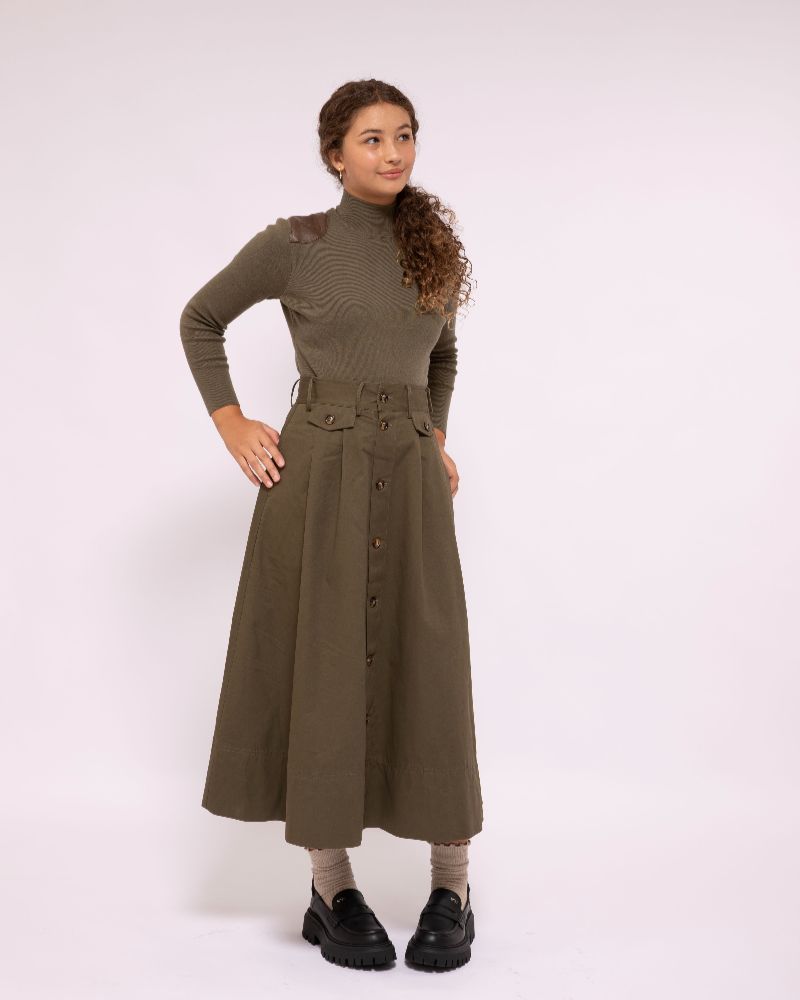 Leather Patch Sweater - Olive