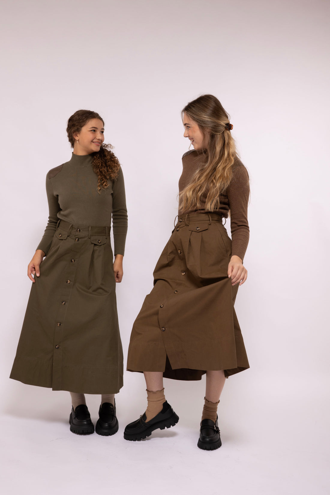 Button Skirt - Olive