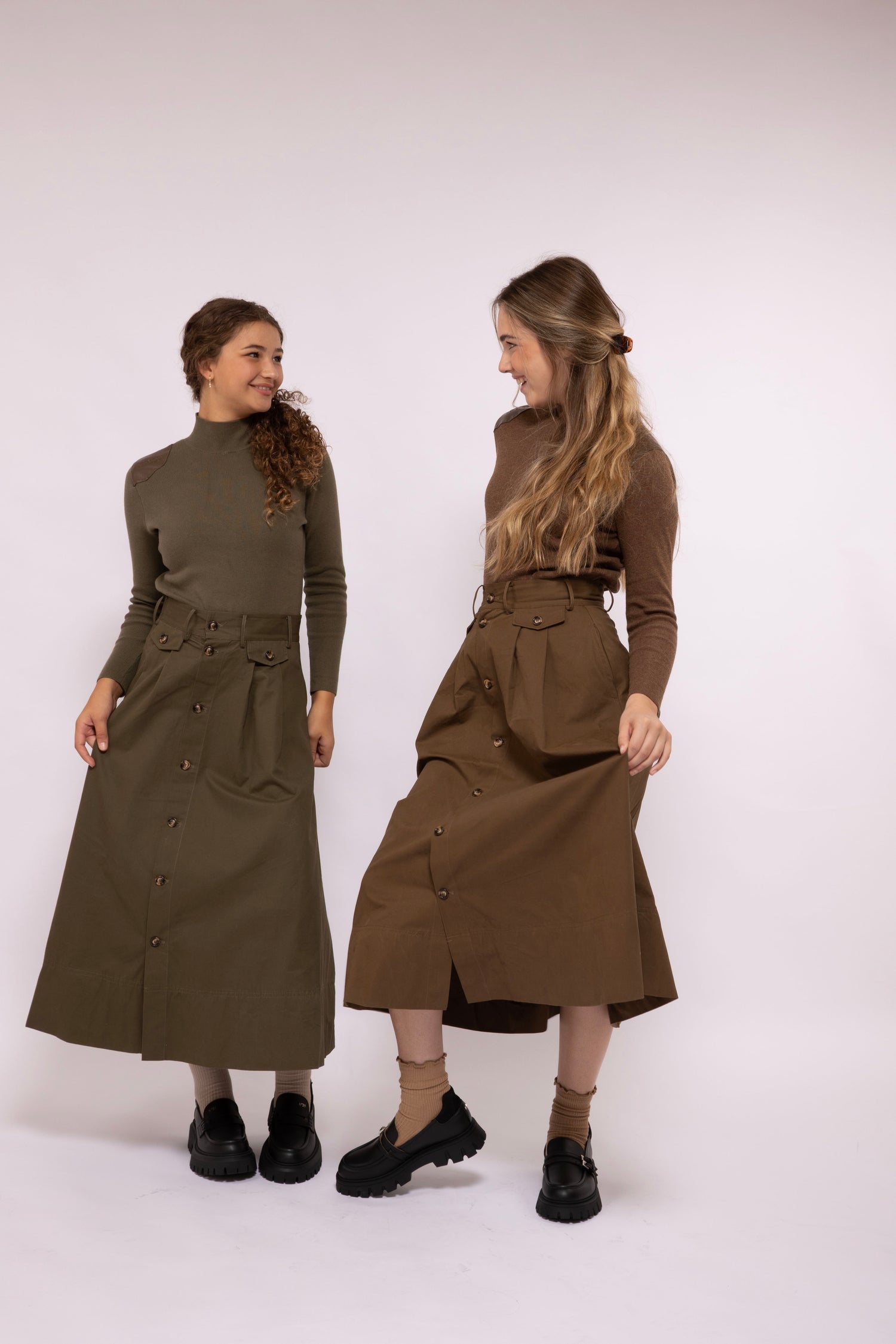 Button Skirt - Olive
