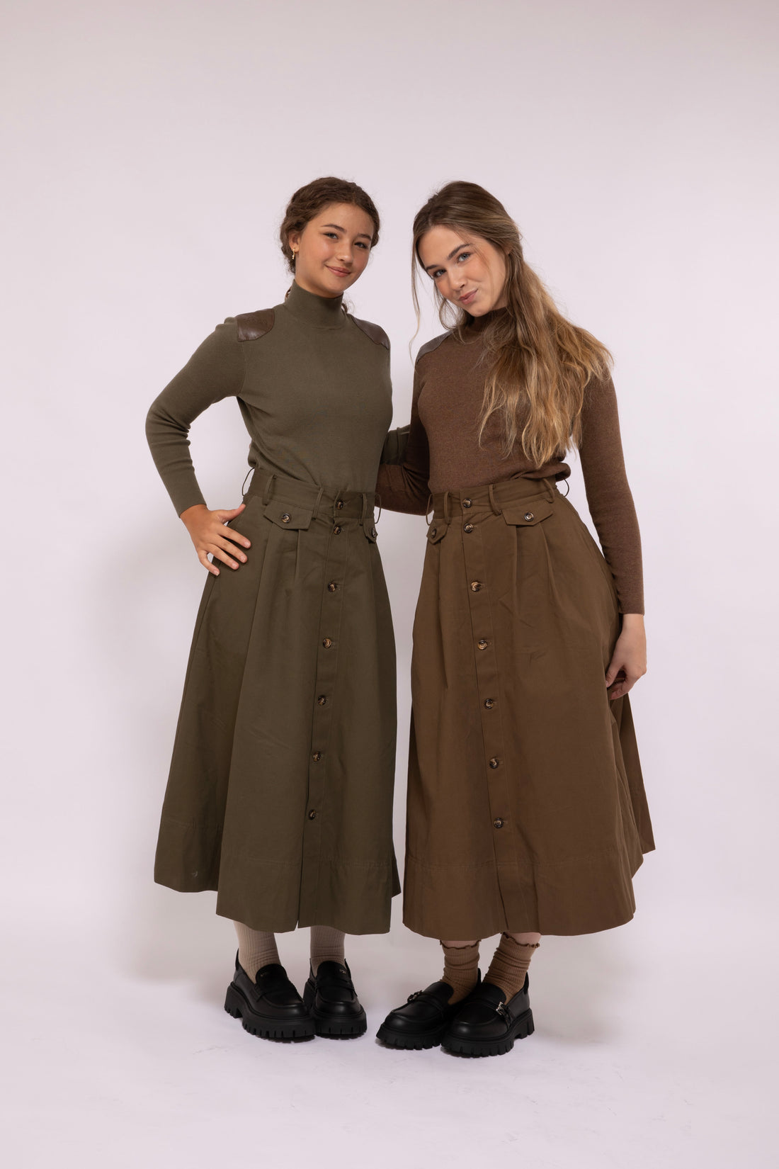 Button Skirt - Olive