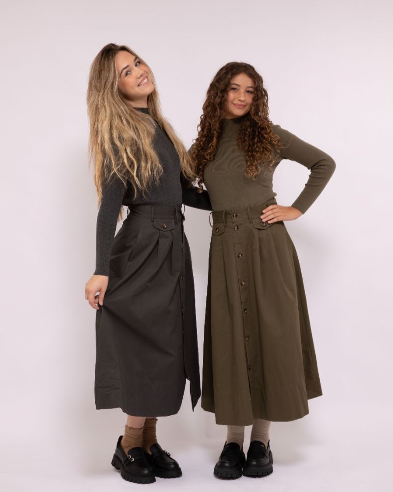 Button Skirt - Charcoal