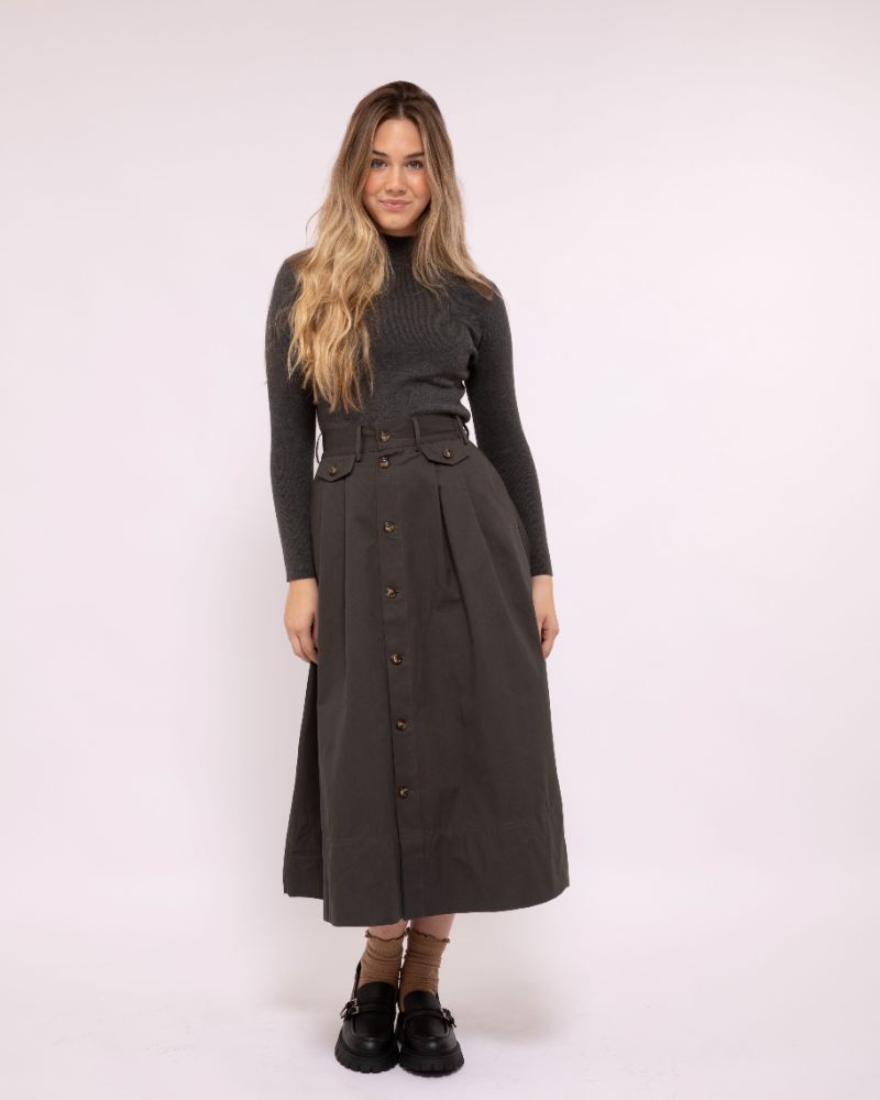 Button Skirt - Charcoal