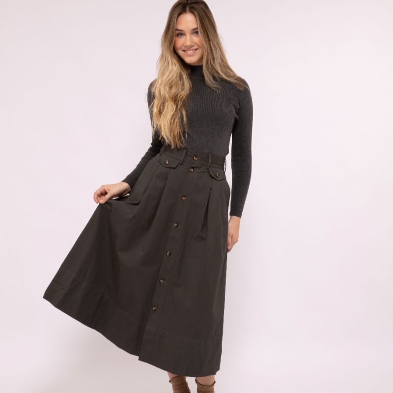 Button Skirt - Charcoal