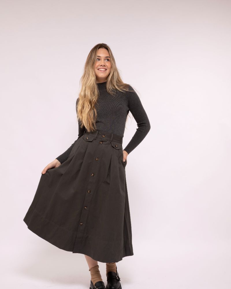Leather Patch Sweater - Charcoal