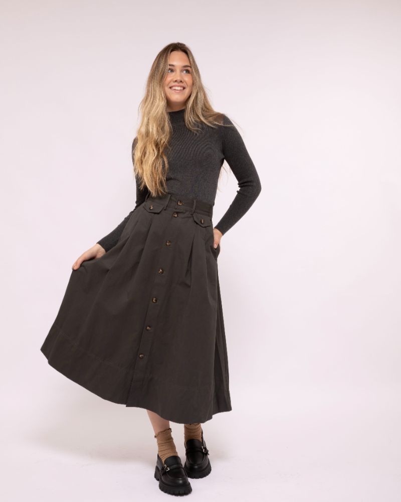 Button Skirt - Charcoal