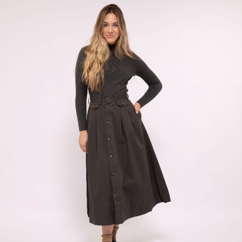 Button Skirt - Charcoal