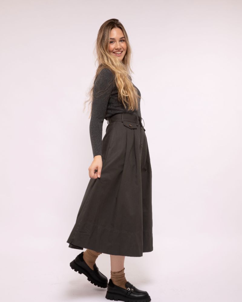 Button Skirt - Charcoal