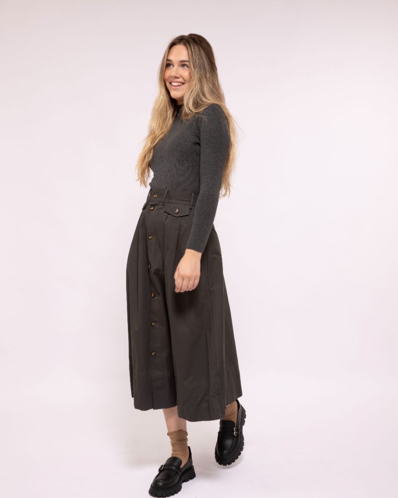Button Skirt - Charcoal