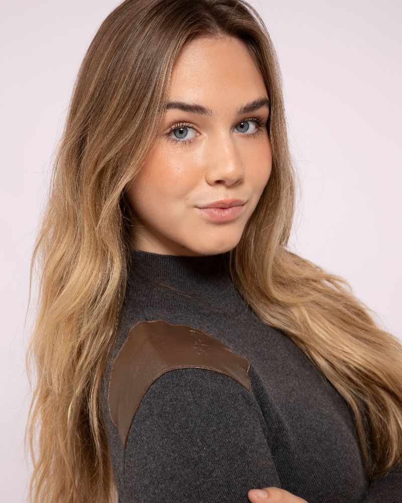 Leather Patch Sweater - Charcoal