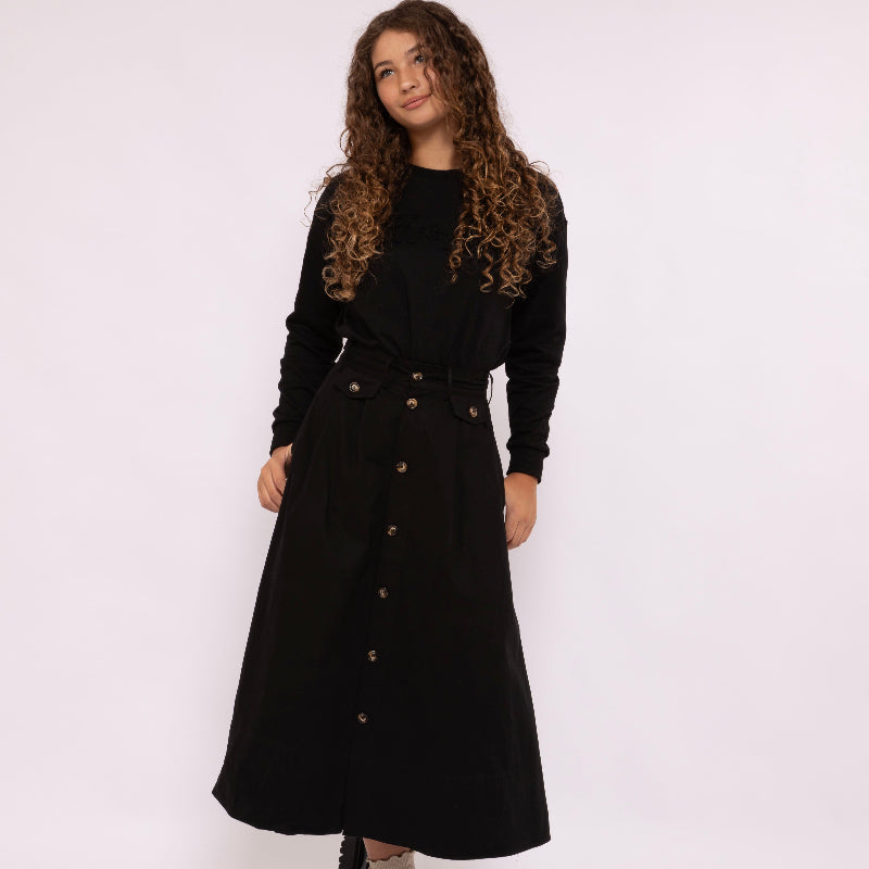 Button Skirt - Black