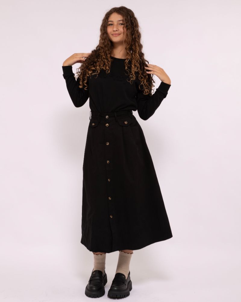 Button Skirt - Black