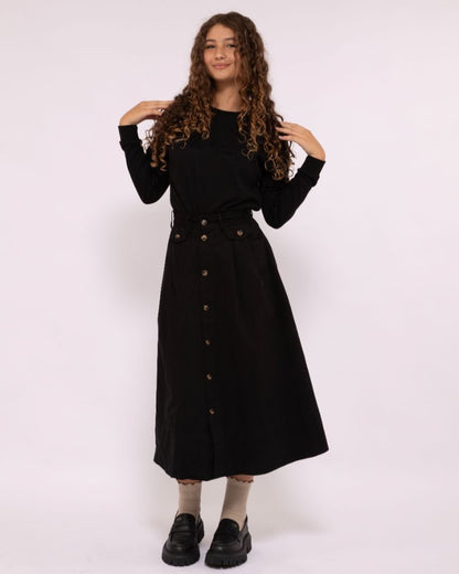Button Skirt - Black