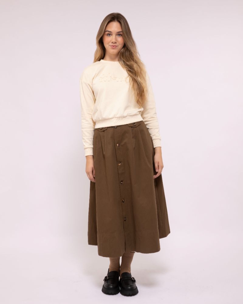 Button Skirt - Cocoa