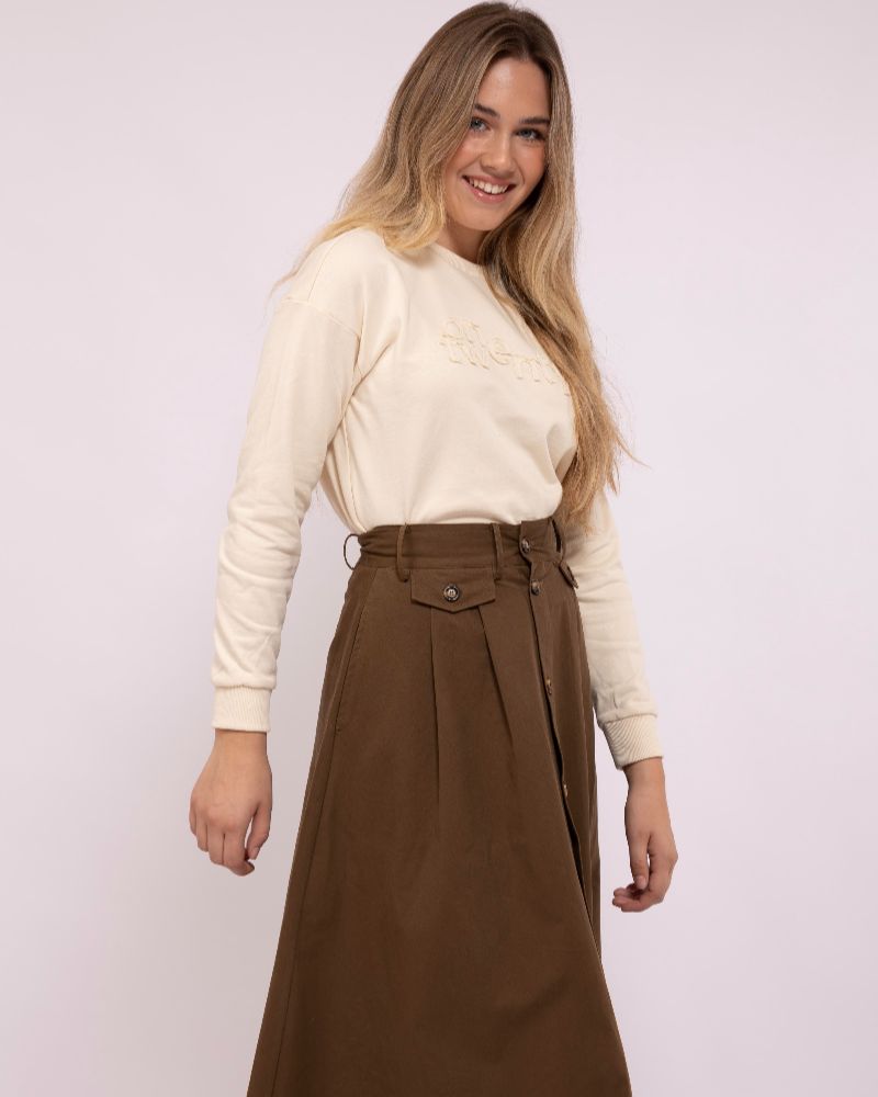 Button Skirt - Cocoa