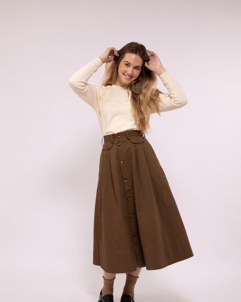 Button Skirt - Cocoa