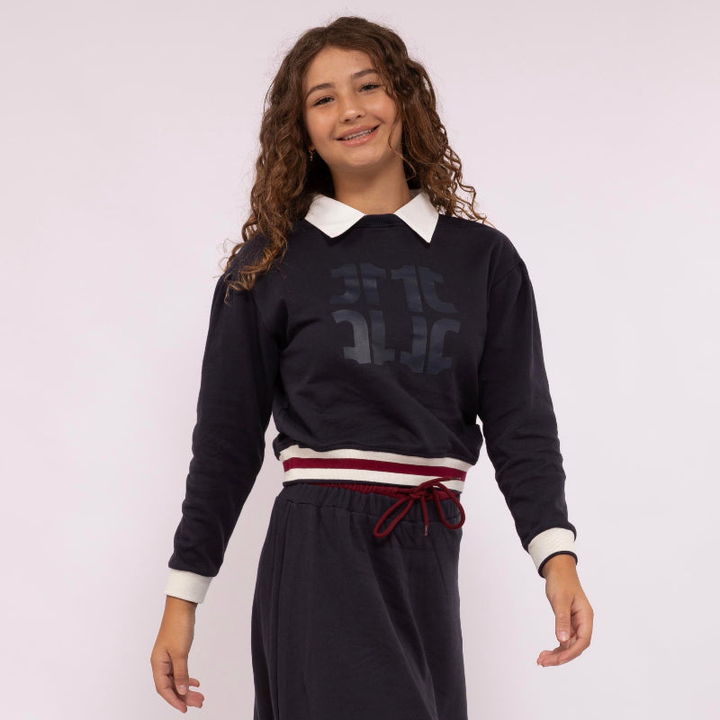 Signature Collar Sweatshirt - Navy