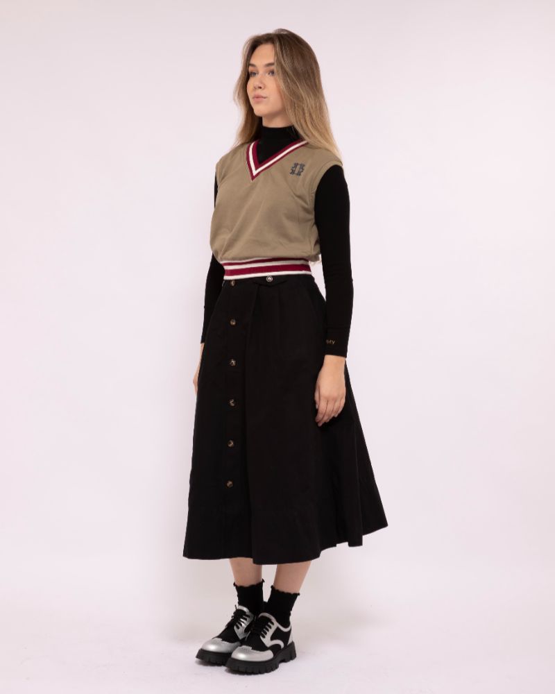 Ribbed Mock Neck Top - Black