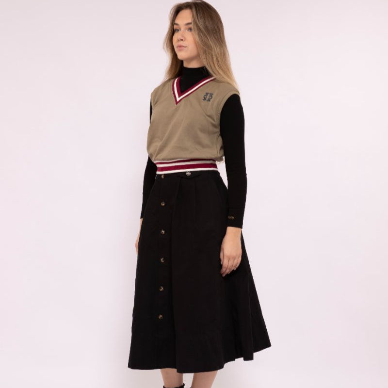 Ribbed Mock Neck Top - Black