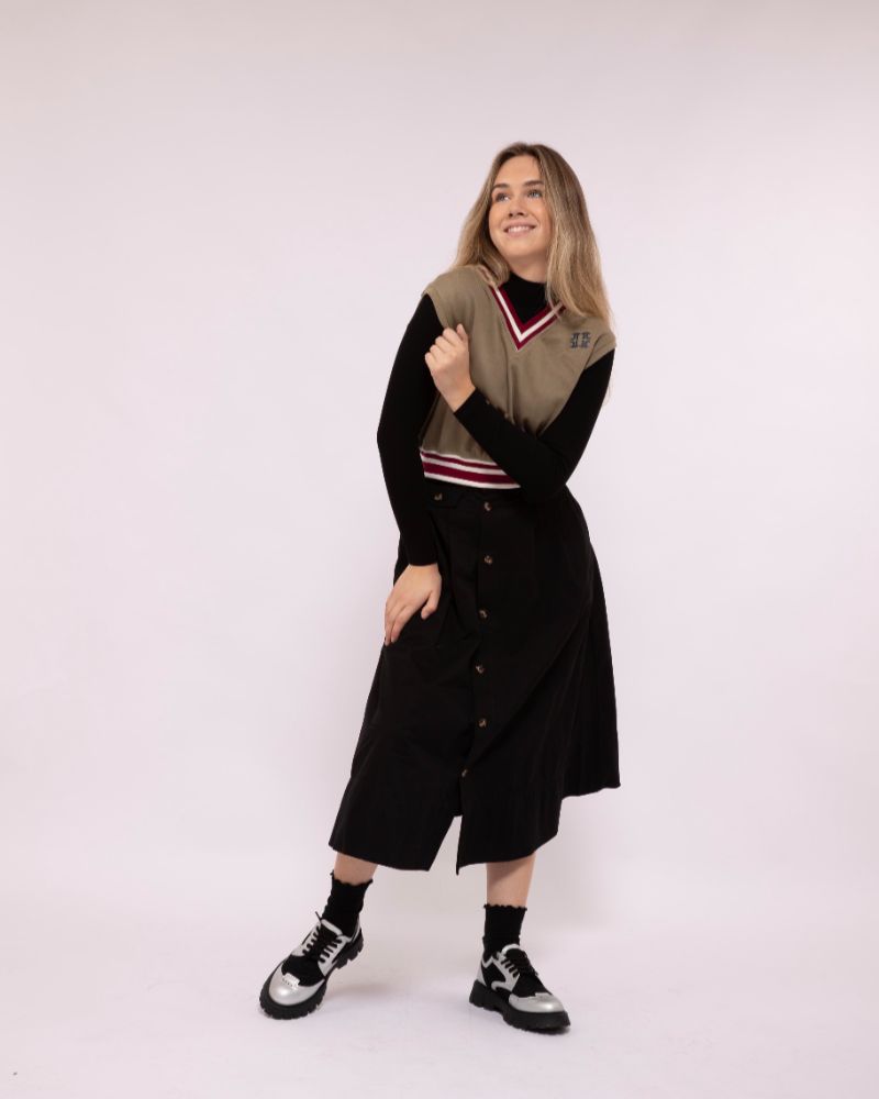 Ribbed Mock Neck Top - Black
