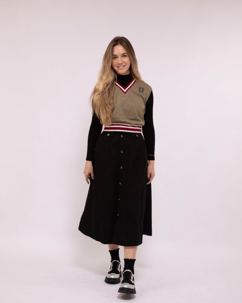 Button Skirt - Black