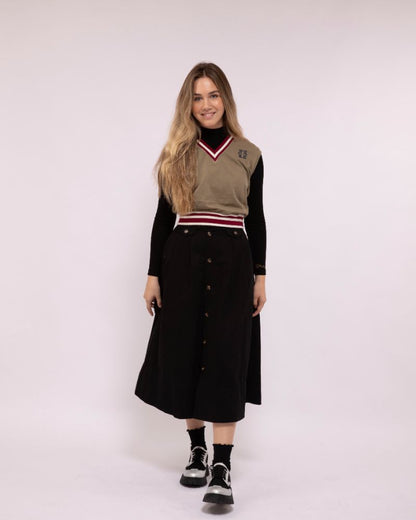 Button Skirt - Black