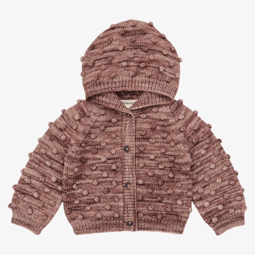 Hooded Popcorn Cardigan - Affogato