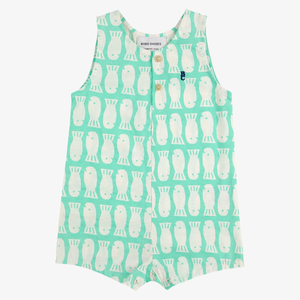 Lucky Fish Romper - Light Green