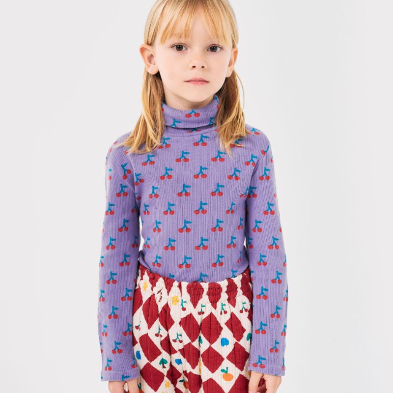 Cherry Print Turtleneck - Lavender