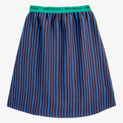 Striped Ribbed Skirt - Dark Brown