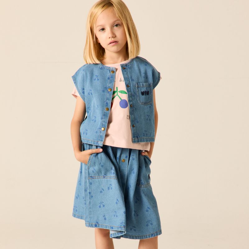 Square Cherry Top - Denim