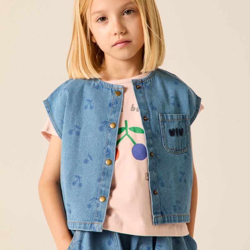 Square Cherry Top - Denim