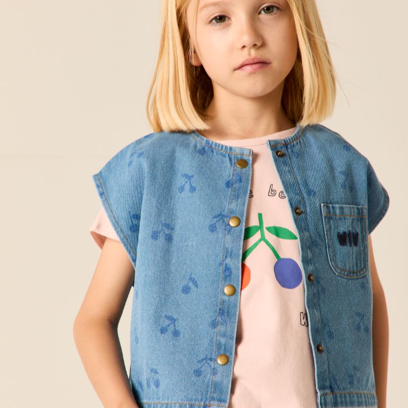 Square Cherry Top - Denim