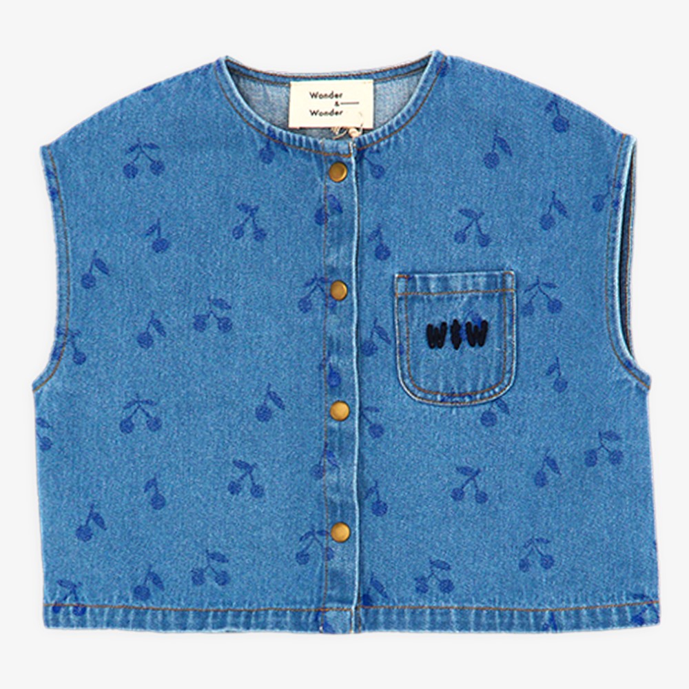 Square Cherry Top - Denim