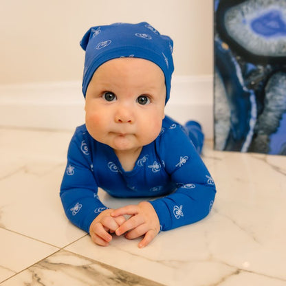 Bamboo Footie And Hat - Blueberry