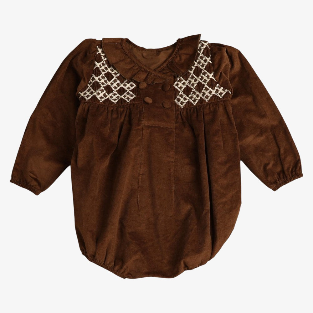 Smocked Romper - Brown