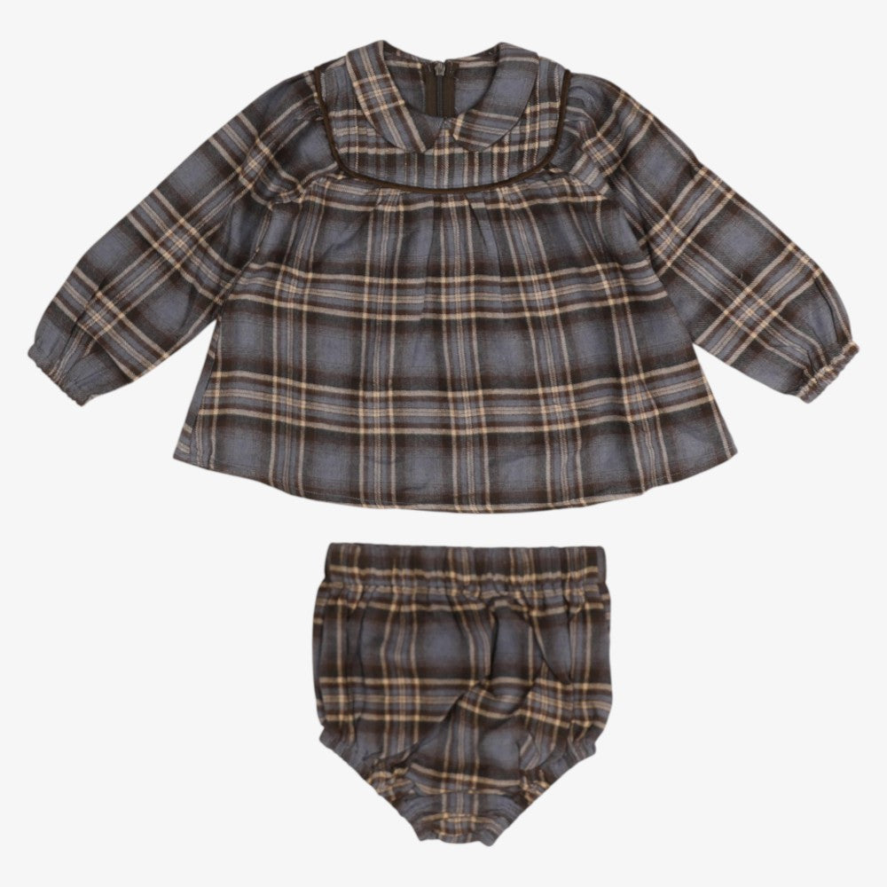 Plaid Shirt And Bloomer - Brown