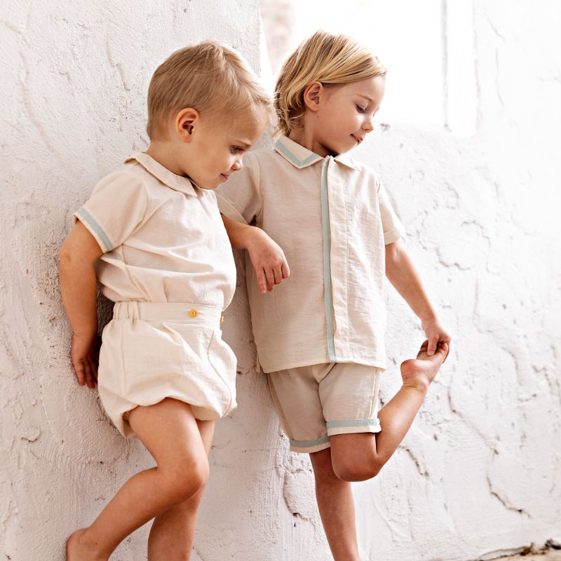 Benner Shirt And Bloomer - Blue Green &amp; Cream
