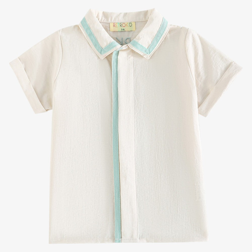 Bennet Collar Shirt - Blue Green &amp; Cream