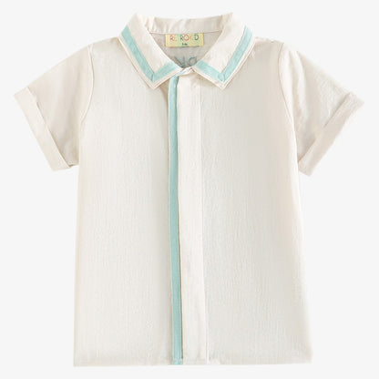 Bennet Collar Shirt - Blue Green &amp; Cream