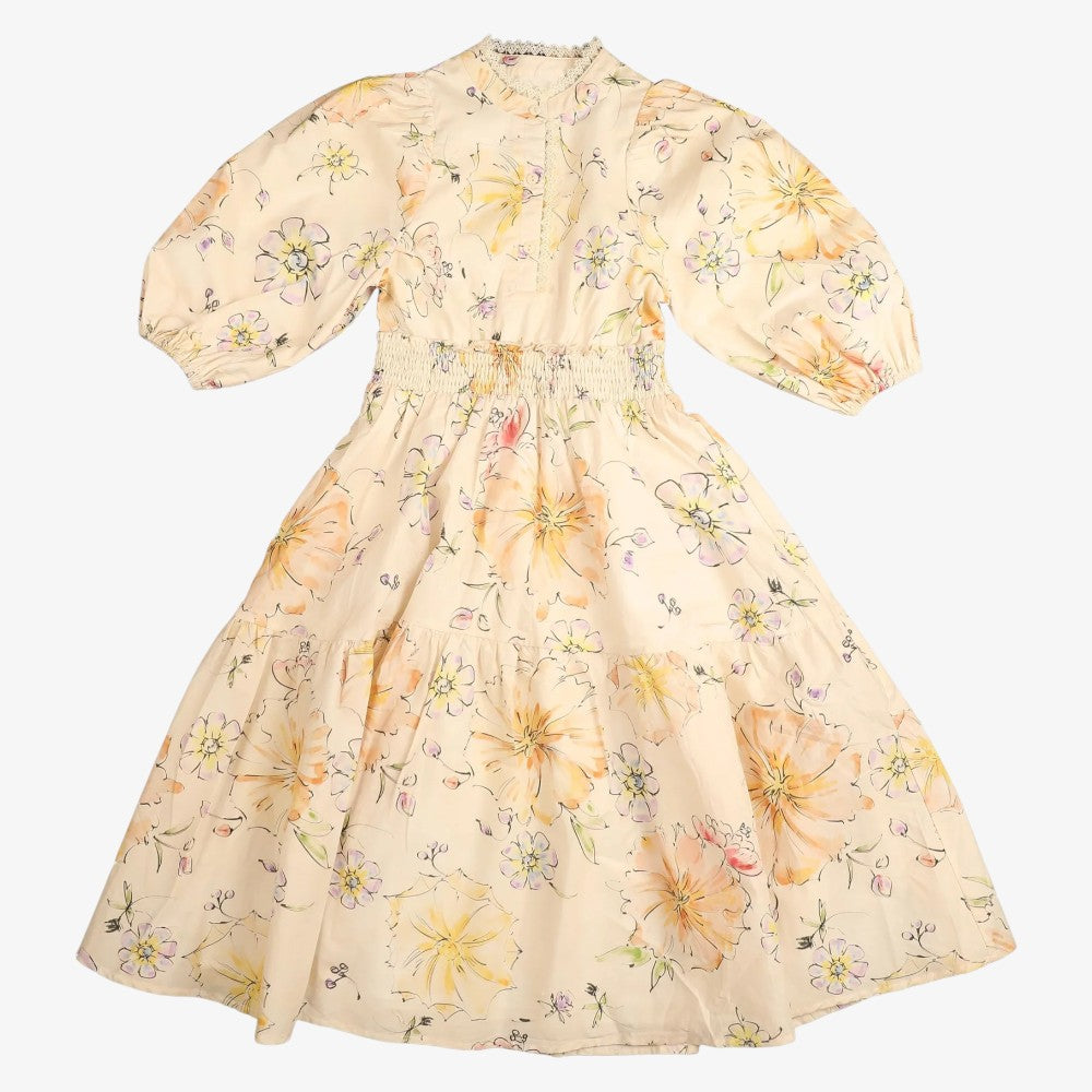 Floral Placket Dress - Yellow