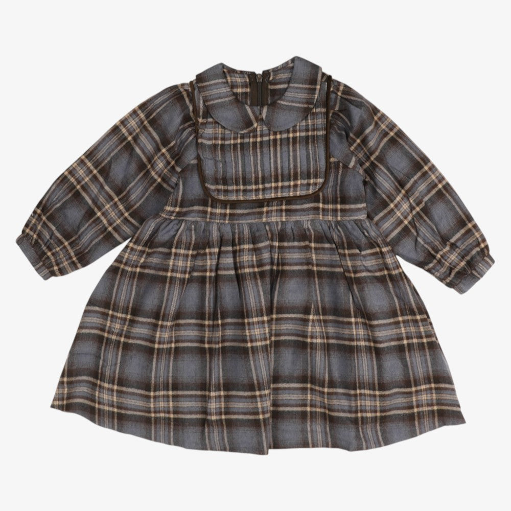Plaid Bib Dress - Brown