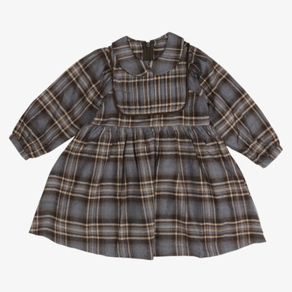 Plaid Bib Dress - Brown