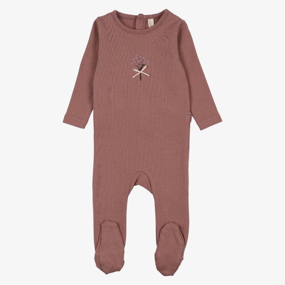 Bouquet Graphic Footie And Hat - Mauve