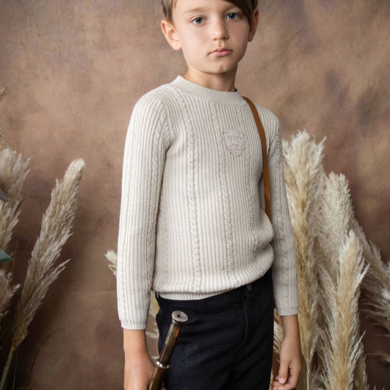 Mock Neck Logo Sweater - Ivory