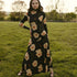 Flower Turtleneck Dress - Black
