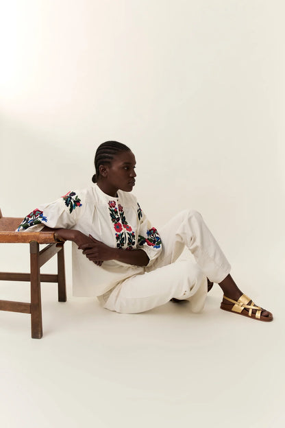 Cacia Embroidered Shirt - Off White