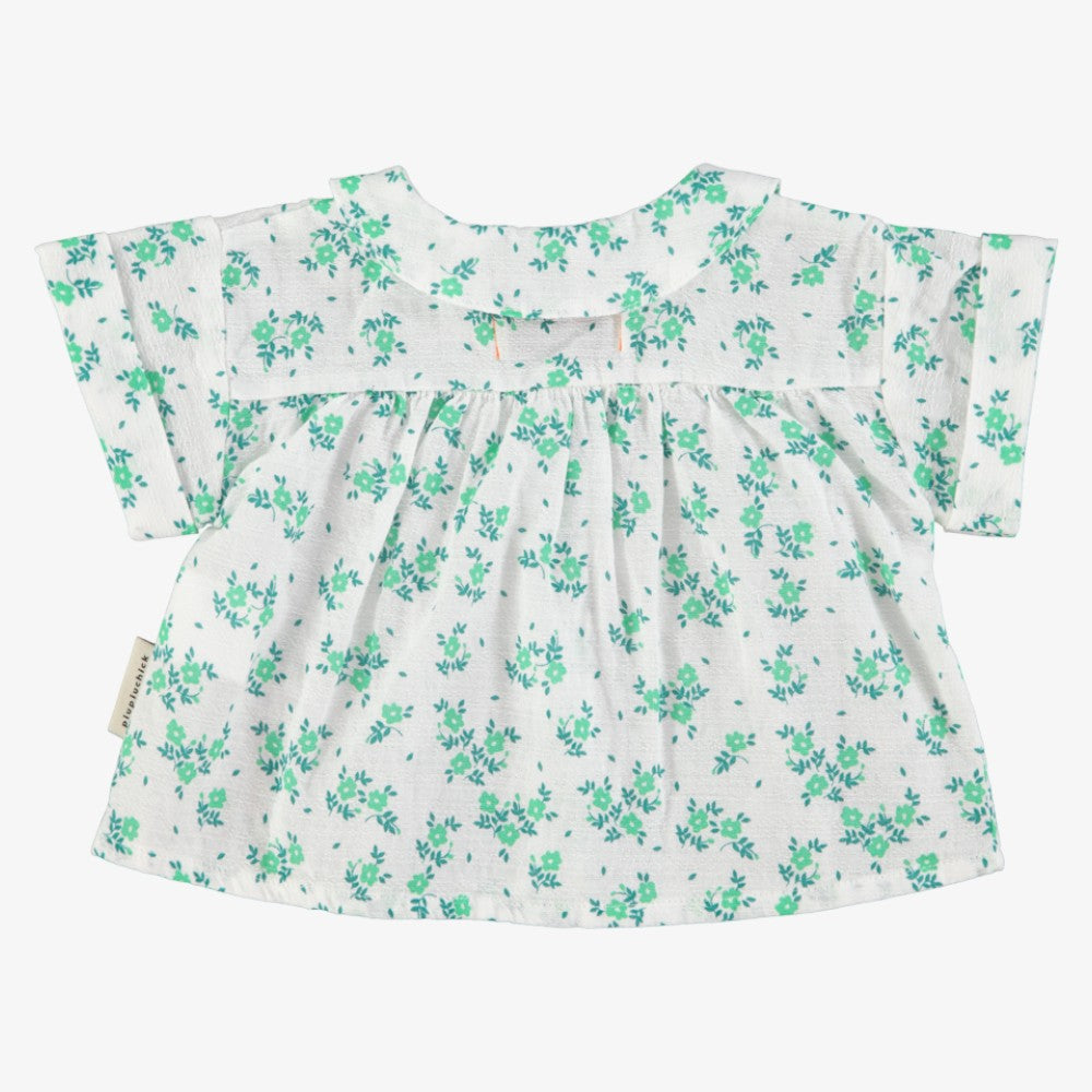 Peter Pan Collar Shirt - Ecru &amp; Green