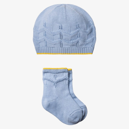 Zigzag Hat And Socks - Silver Blue