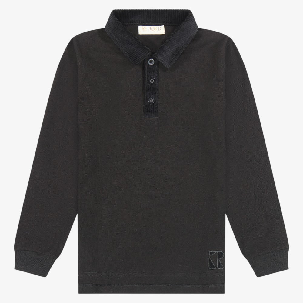 Corduroy Collar Polo - Black
