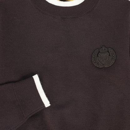 Trim Border Sweater - Brown